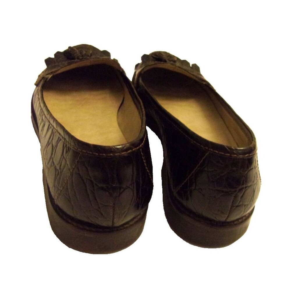 Talbots Brown Tassel Loafers Leather Sz. 9.5 B Rubber Sole Exotic Pattern - Picture 4 of 8